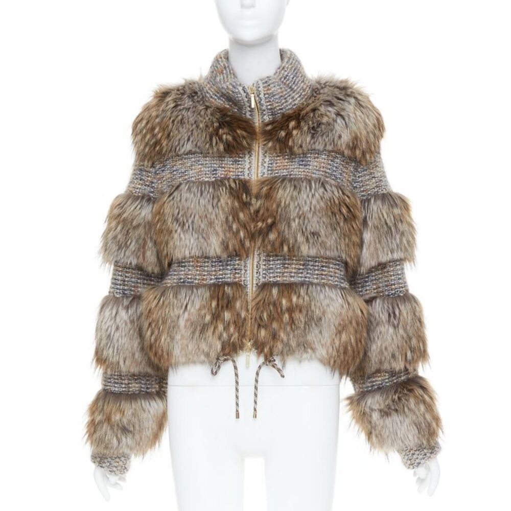 Chanel 2018 Runway Fur Tweed Bomber Jacket
